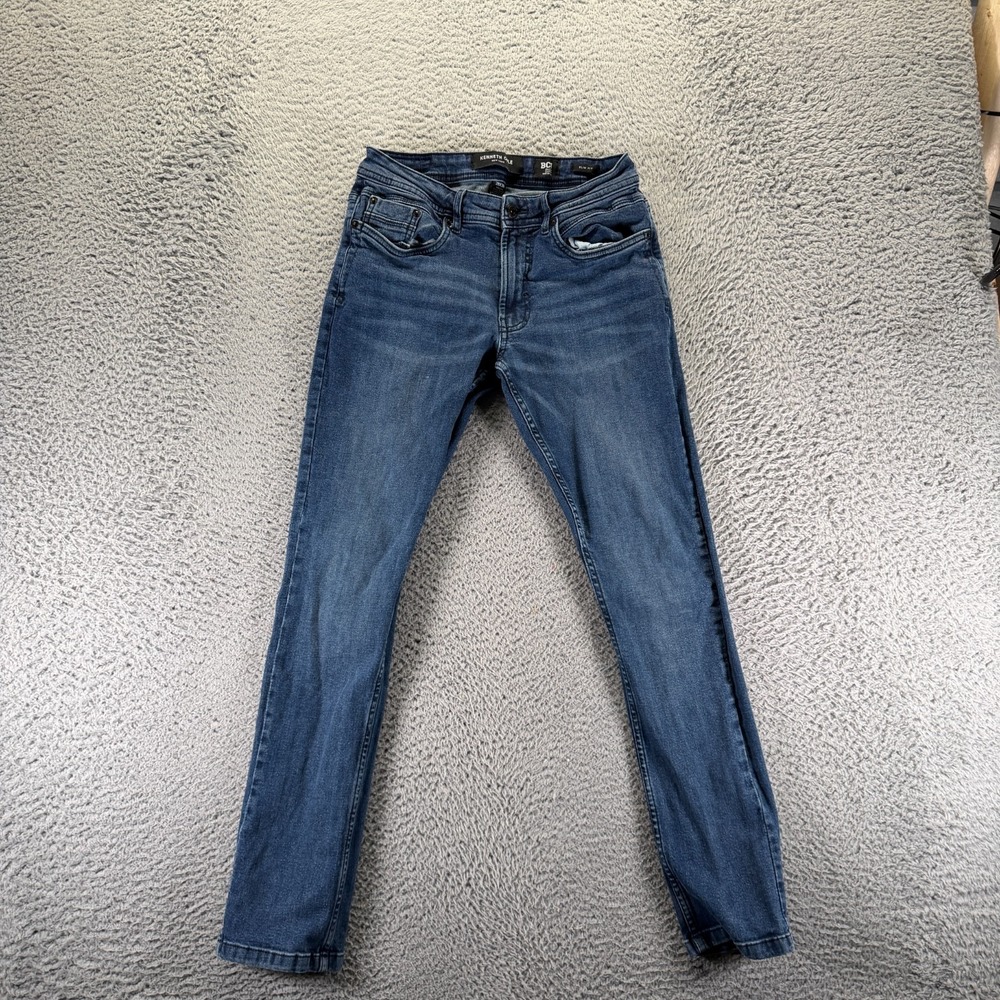 Kenneth Cole Jeans Mens 28x30 Blue Cotton Denim Straight Slim Fit Faded Workwear